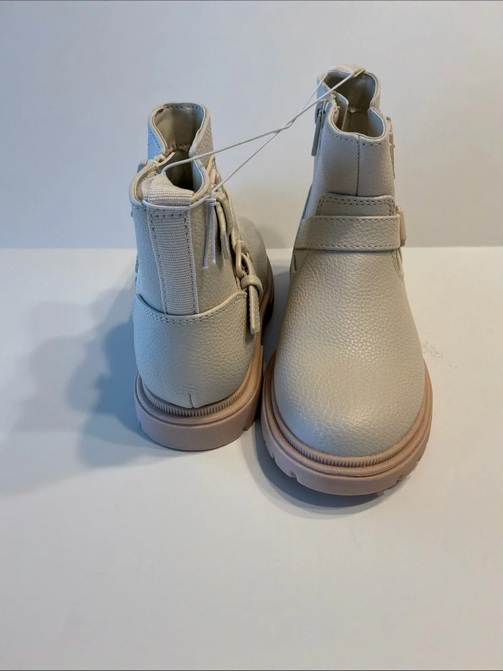 Cat & Jack Toddler Girl Evie Buckle Moto Cream Boots